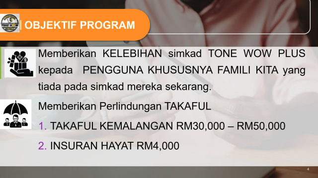 Objektif Program LINDUNG Tonewow - Takaful Kemalangan dan Insurans Hayat