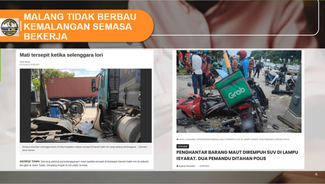 Kemalangan semasa bekerja - rider Grab dan pekerja maut